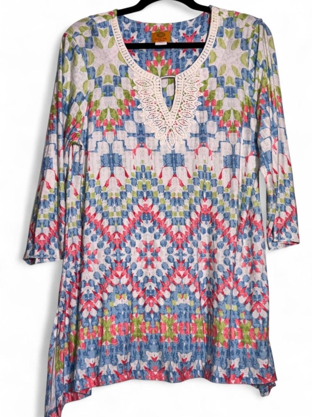 Ruby Rd. Blue Pink Green Floral Print Tunic